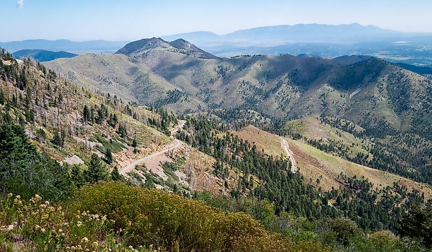 Ruidoso, New Mexico mountain view on the road.