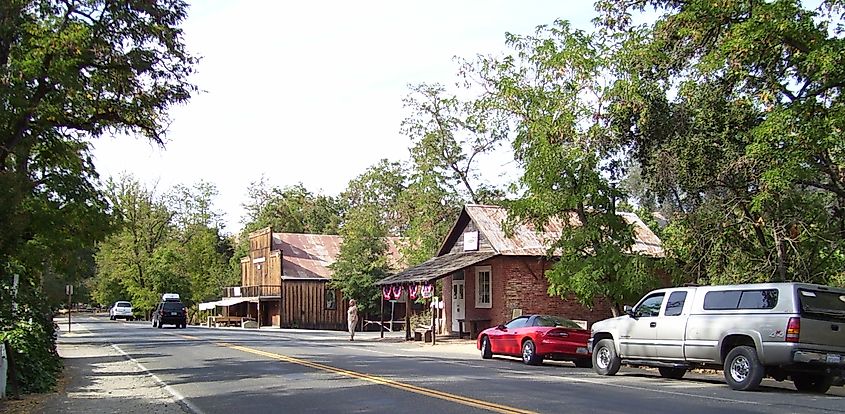 Street in Coloma, California, showcases the city's historic beauty.