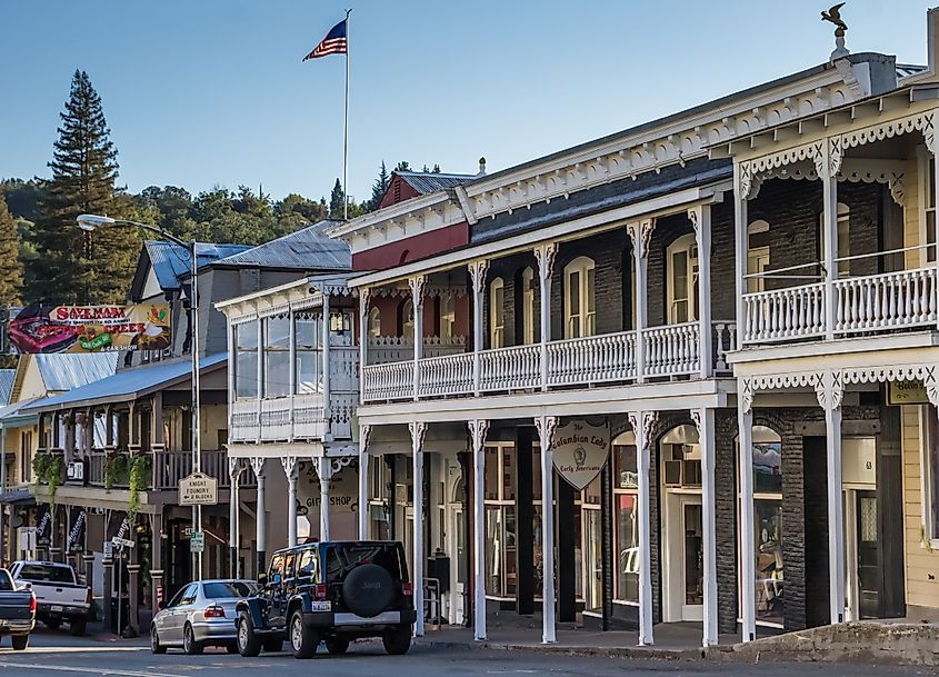 An old building in the historic center of Sutter Creek, California.