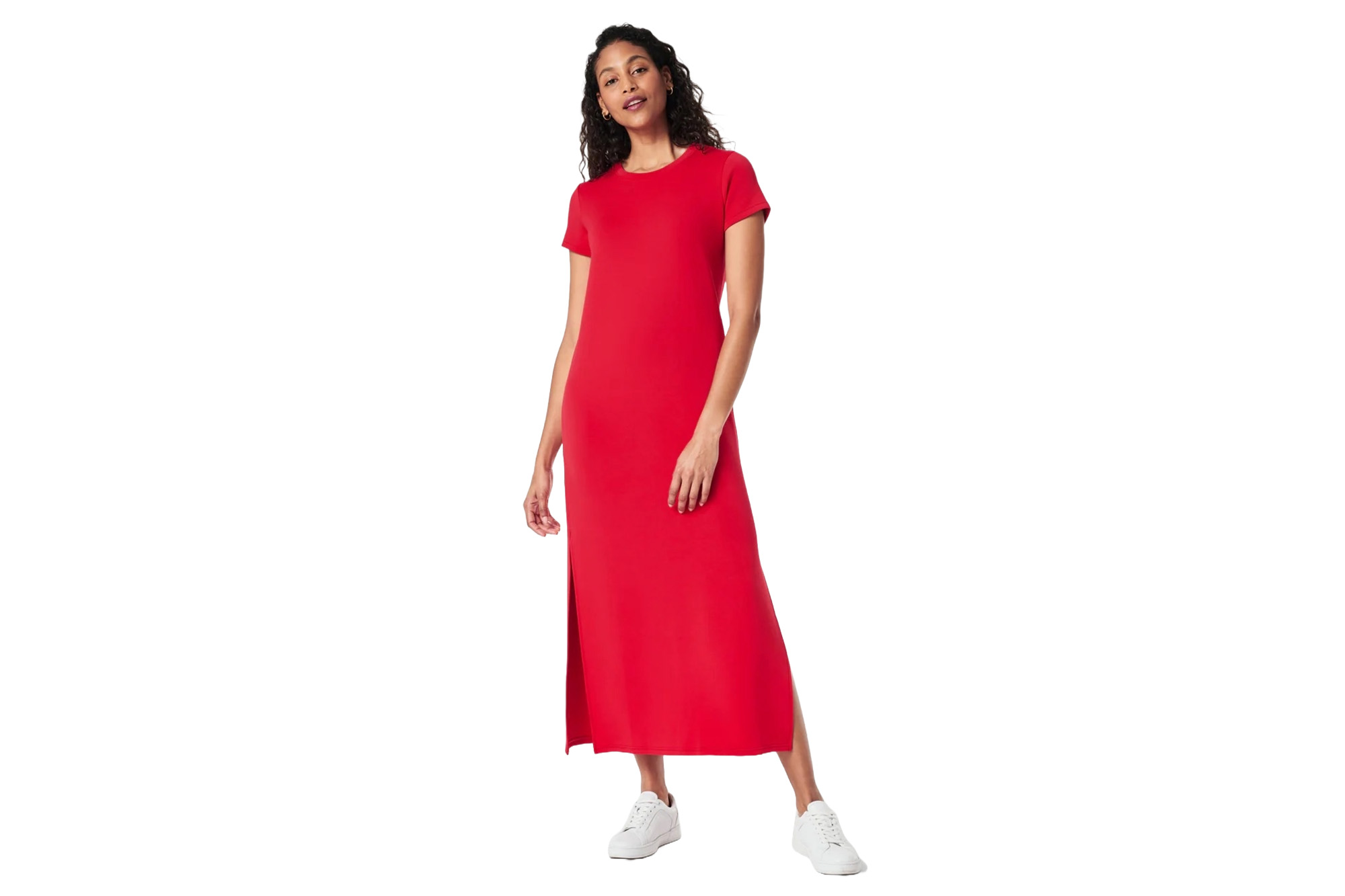 An example of a red maxi dress