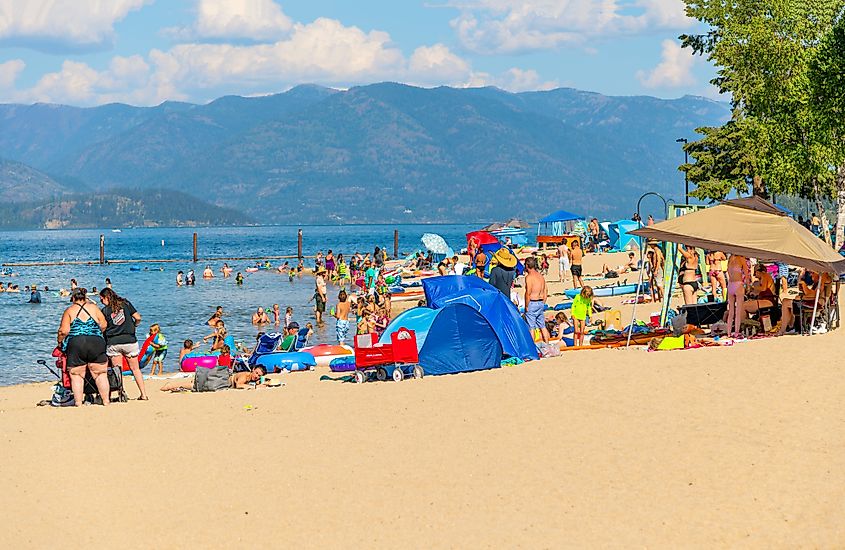 on the beach in downtown Sandpoint, Idaho.