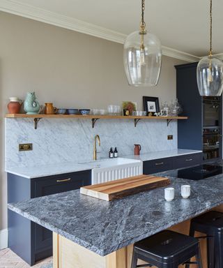 Italian style open shelving kitchen